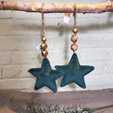 Hanger ster klein petrol velvet 2st