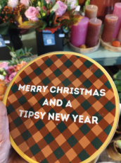 Kerstschotel met tekst rood
